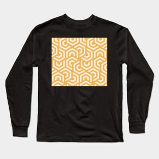 Hypnotic Hexagon in Koromiko Long Sleeve T-Shirt